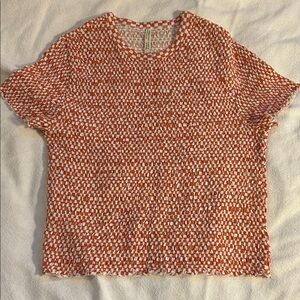 American Eagle Outfitters Orange and White Short Sleeve Knit Tee
